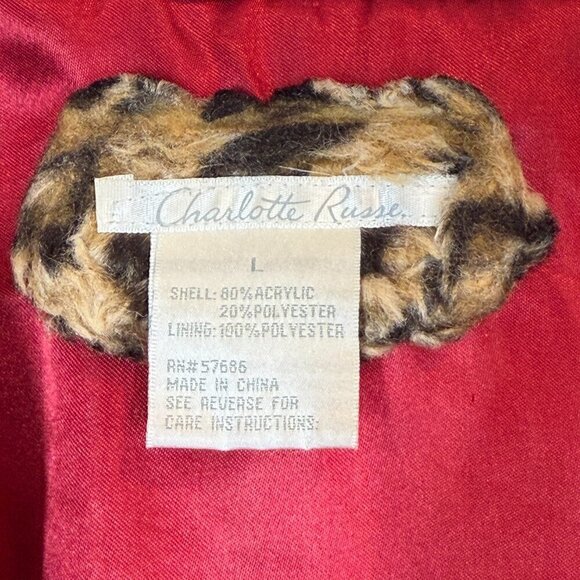 Charlotte Russe Faux Fur Coat Jacket Y2K Animal Print Retro Cozy Leopard Large - Picture 6 of 8